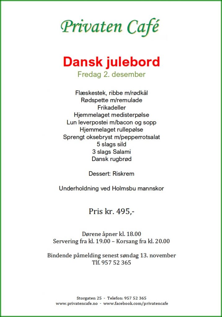 Privaten Café - Dansk julebord